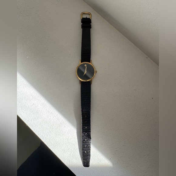 Movado 87.A1.832 Ladies Gold Tone Black Museum Dial Ladies Watch - Picture 1 of 4